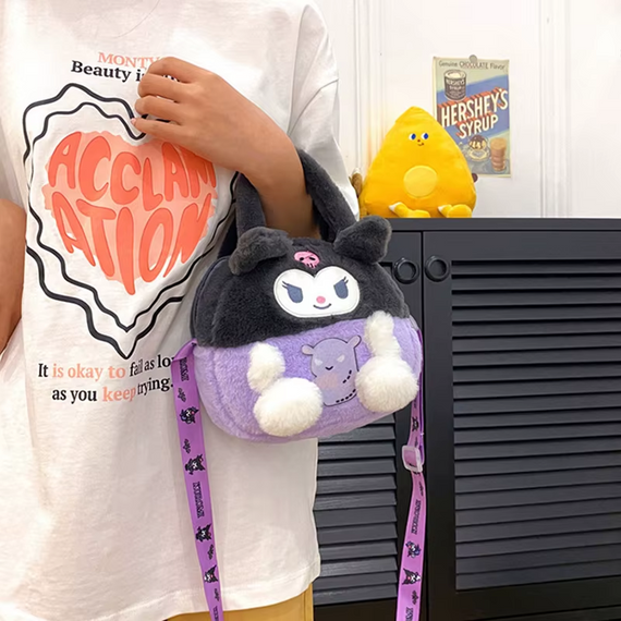 М'яка сумка Куромі для дівчинки через плече, плюшева сумочка Kuromi, дитяча сумочка Куромі