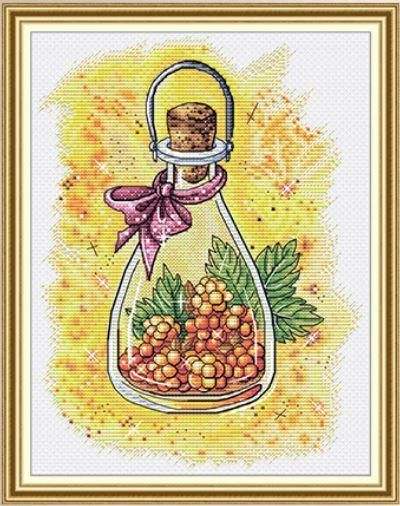 Набір для вишивання за нанесеною на канву схемою "Magic Berry Bottle Cloudberry". AIDA 14CT printed 22*30 см