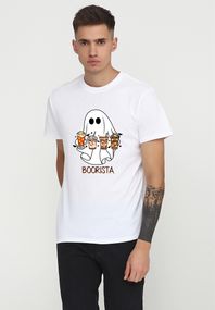 Футболка чоловіча біла з принтом "Boorista", M