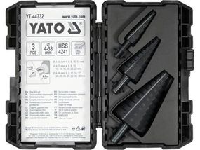Набір свердла конічні ступінчасті 4-12; 4-22; 6-38 мм 3 штуки YATO YT-44732