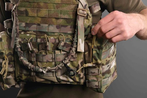 Плитоноска 2E Tactical , Тип 1, з кишенями для бічного захисту і підсумками, Молле, камуфляж (2E-MILPLACARR1-MC) | Зображення 2