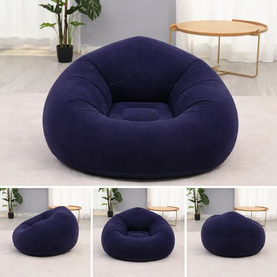 Надувное кресло-мешок Inflatable Sofa чёрный • Мягкое надувное кресло-пуф 110х110х85 см для дома, дачи, отдыха и пикника | Зображення 4
