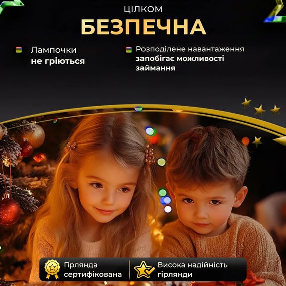 Гірлянда роса 20 метрів USB на 200 led світлодіодів крапля на зеленому дроті мультиколор | Зображення 1