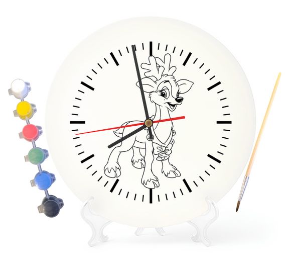 Детский набор для творчества часы раскраска Новогодний олень 30 см (Г0066)