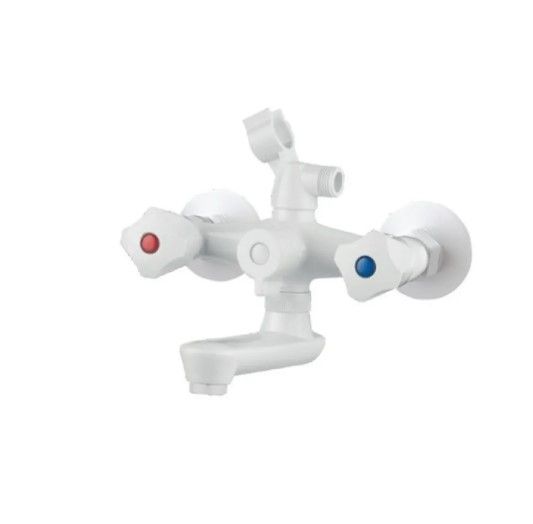 Змішувач для ванни Plamix OMEGA-142 EURO SET WHITE (зі шлангом, лійкою та кронштейном) (MX9699)