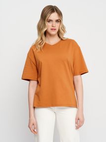 Футболка жіноча з V-подібним вирізом гірчична, 2XL