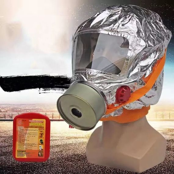 Маска противогаз из алюминиевой фольги, панорамный противогаз Fire mask защита головы от радиации YZ-25 | Зображення 4