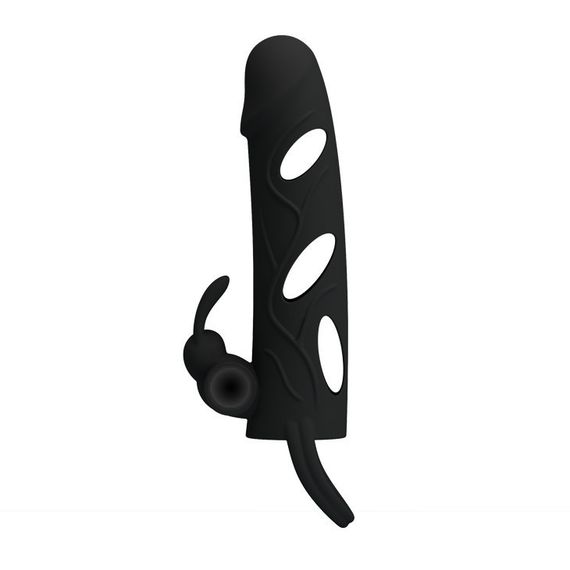 Насадка на член - Pretty Love Penis Sleeve With Ball Strap 5.5" Black Sex Aura | Зображення 1