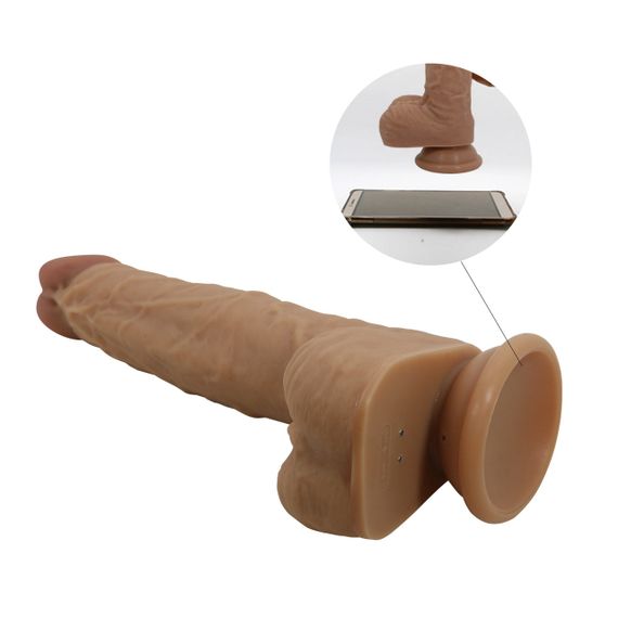 Вібратор на присосці PRETTY LOVE Jonathan 8,3'' Light Brown, 3 vibration functions Thrusting Wireles Sex Aura | Зображення 4
