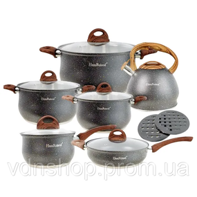 Набір посуду Haus Roland преміальний з антипригарним покриттям і чайником HP33530G