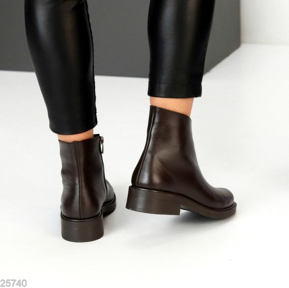 Практичні універсальні шоколадні зимові шкіряні черевики низький хід | Зображення 3