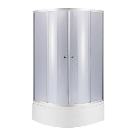 Lidz Latwa SC90x90.SAT.HIGH.GR Душова кабіна напівкругла, скло тон 4 мм + Lidz Душовий піддон KAPIELKA ST90x90x41, з панеллю