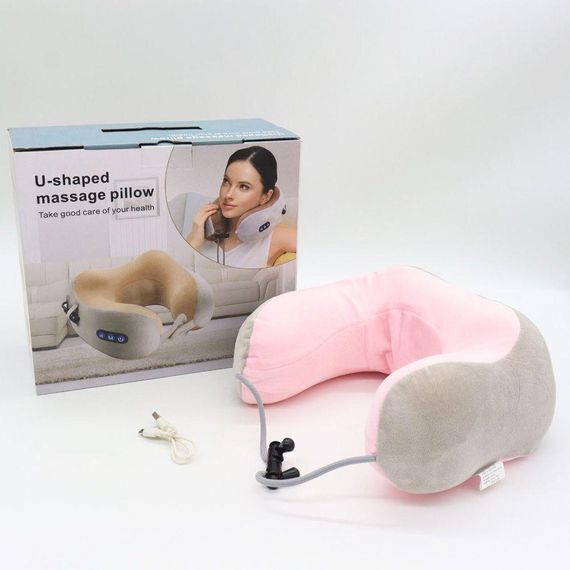 Бездротова масажна подушка для шиї з USB, U-Shaped Upgrade Vibration Pillow / Вібраційна подушка-масажер з пам'яттю | Зображення 9