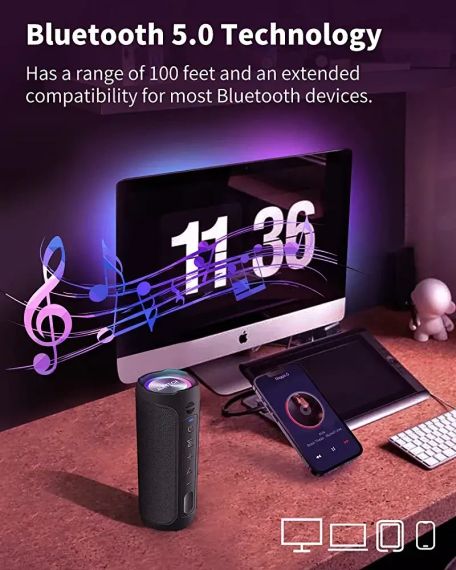 Портативний динамік Bluetooth із супербасом бездротового динаміка AUKTECH Bluetooth 5.0, гучніший стереозву | Зображення 4