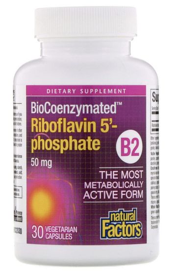 Рібофлавін Natural Factors BioCoenzymated B2, Riboflavin 5'-Phosphate 50 mg 30 Veg Caps | Зображення 2