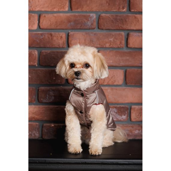 Жилет Pet Fashion Hardy для собак утеплений водонепроникний з отвором для повідця бежевий розмір M2 | Зображення 8