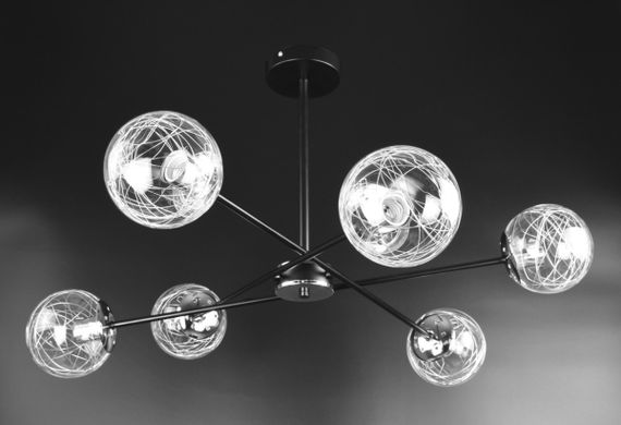 Люстра стельова на 6 лампочок 26243 Чорний 35-85х82х82 см. | Зображення 2