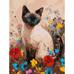 Картина по номерам "Кошечка в цветах" Идейка KHO6694 30х40 см
