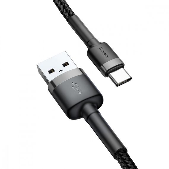 Дата кабель Baseus Cafule Type-C Cable 2A (3m) (CATKLF-U) Черный / Серый | Зображення 1