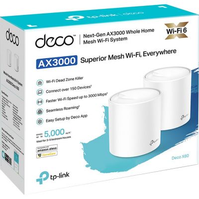 Точка доступа Wi-Fi TP-Link DECO X60 2PK AX3000 1xGE LAN 1xGE WAN MU-MIMO OFDMA MESH (DECO-X60-2-PACK) | Зображення 5