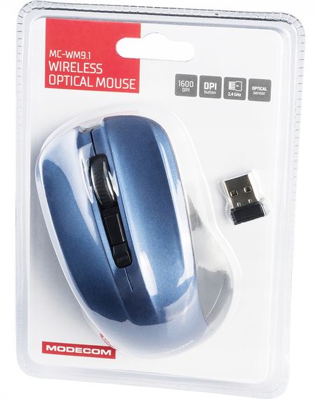 Мишка  Modecom MC-WM9.1, бездротова, 4кн., 1600dpi, чорно-синя | Зображення 4