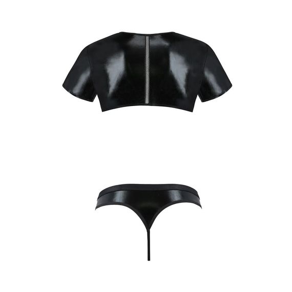 Комплект чоловічої білизни під латекс Passion 057 SET PETER L/XL Black, кроп-топ, стринги | Зображення 5