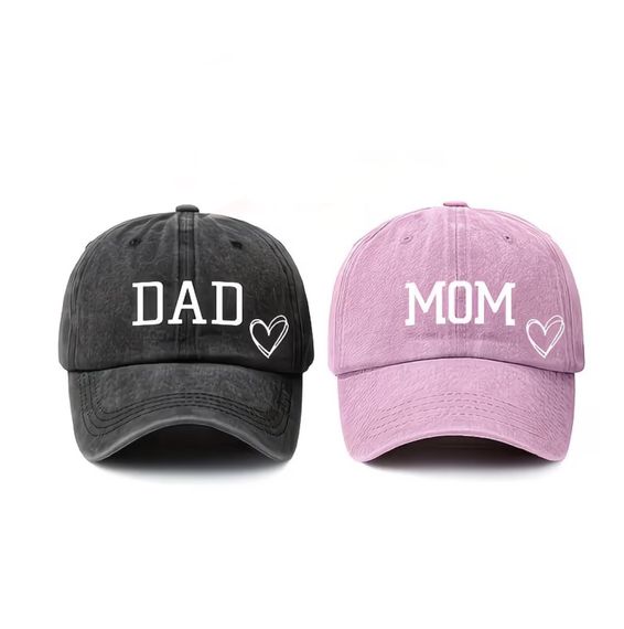 Комплект кепок бейсболка парная  Папа Мама Love (Dad Mom)  56-60р Серый с Розовым  (9090) | Зображення 2