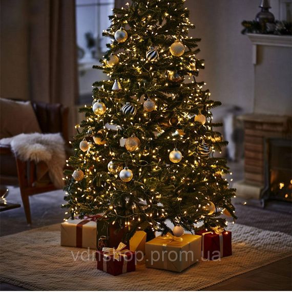 Новорічна гірлянда кімнатна нитка 22 м 220 LED чорний провід Жовтий W220LED22MBY | Зображення 9