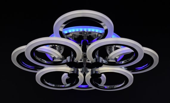 Люстра світлодіодна стельова LED світильник для квартири на стелю лед з пультом 25962 Хром 11х45х54 см. | Зображення 9