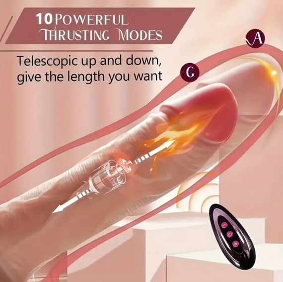 Реалістичний вібратор із підігрівом і телескопічним механізмом обертання, з пультом керування | Зображення 2