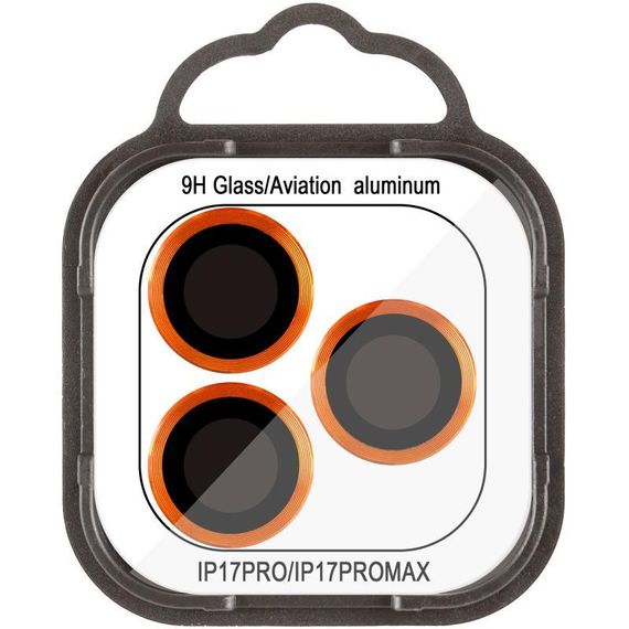 Захисне скло Metal Classic на камеру (у упак.) для Apple iPhone 17 Pro (6.3") / 17 Pro Max (6.9") Чорний / Black Помаранчевий / Orange | Зображення 1