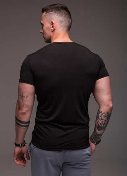 Мужская приталенная футболка с горловиной мыс RA2258 размер L, цвет черный | Зображення 2