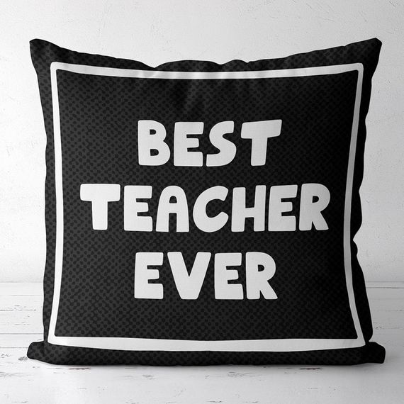 Подушка габардинова з принтом Best teacher ever 40x40 (4P_TCH017)