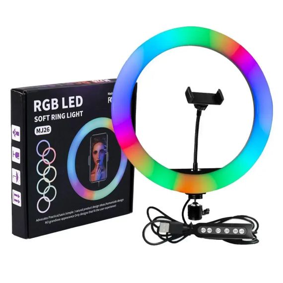 Кольцевая RGB селфи - лампа, 26 см | Зображення 4