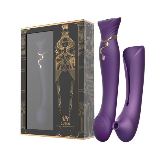 Смартвібратор 3в1 Zalo — Queen Set Twilight Purple, пульсівна перлина та вакуум, кристал Swarovski | Зображення 9