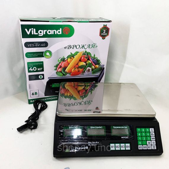Ваги торговельні ViLgrand VES-6V-40 40 кг з калькулятором та акумулятором | Зображення 5
