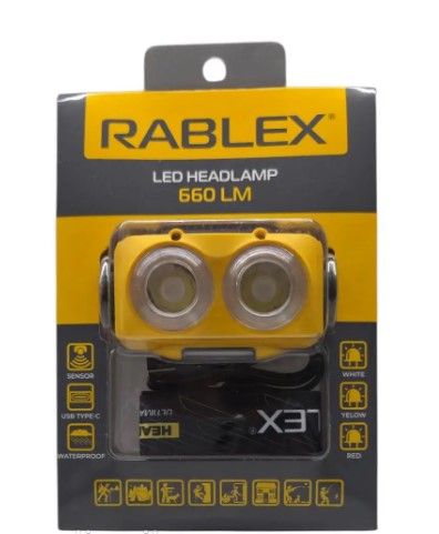 Ліхтар налобний Rablex RB976 потужний світлодіодний 3xT6 + 4xCOB, сенсор, акумулятор, Type-C | Зображення 4