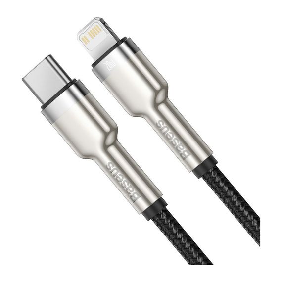 Дата кабель USB-C to Lightning 2.0m Cafule Metal PD 20W black Baseus (CATLJK-B01) | Зображення 1