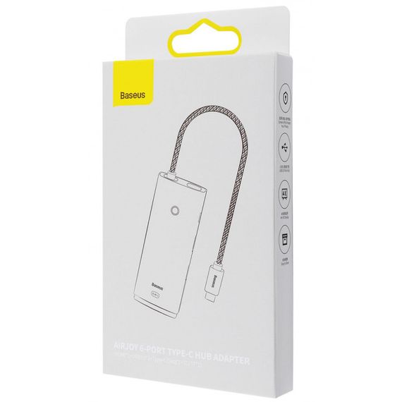 Перехідник HUB Baseus Lite Series 6in1 (Type-C to HDMI + 2xUSB 3.0 + PD+SD/TF) (WKQX05) Black | Зображення 5