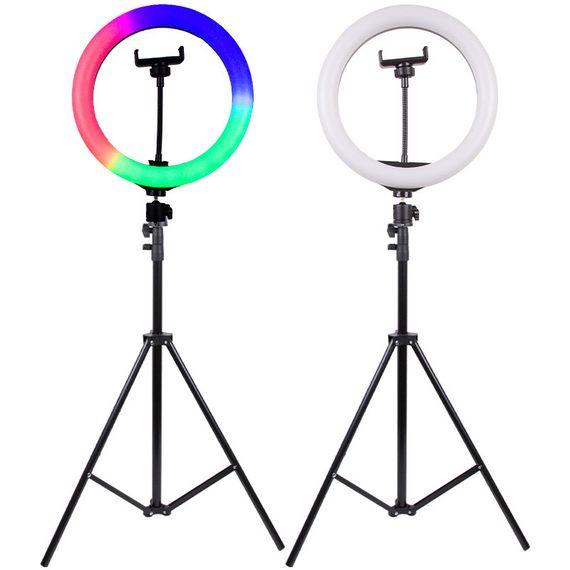 Кольцевая светодиодная LED лампа RGB Arc Ring 13" + tripod 2,1m Black | Зображення 1