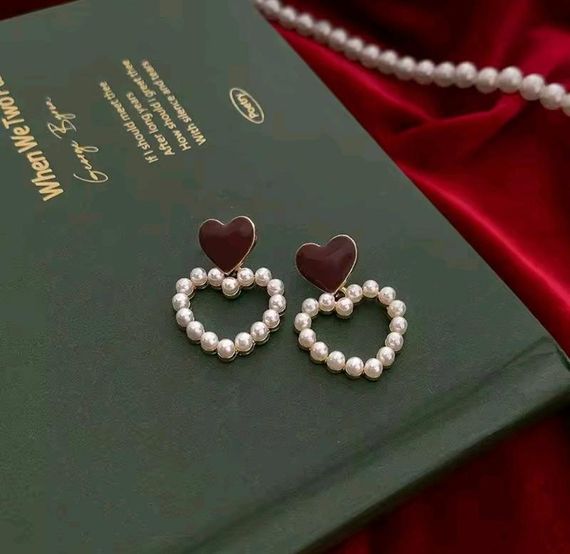 Сережки з сердечками, сережки з серденьками, сережки сердечки, сережки сердечко, сережки серце, сережки з перлинками | Зображення 4