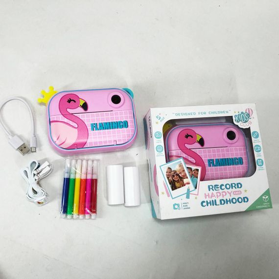 Дитячий фотоапарат миттєвого друку YT008 PINK FLAMINGO з підтримкою microSD | Зображення 7