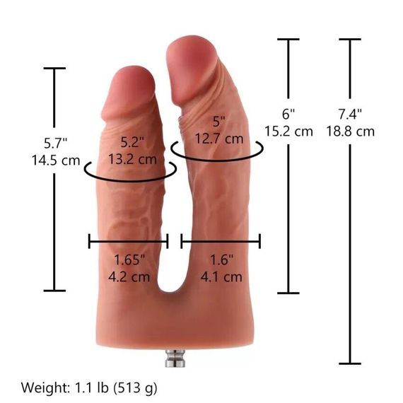 Подвійний фалоімітатор для секс-машин Hismith Silicone Double Penetrator Dildo, система KlicLok Sex Aura | Зображення 1