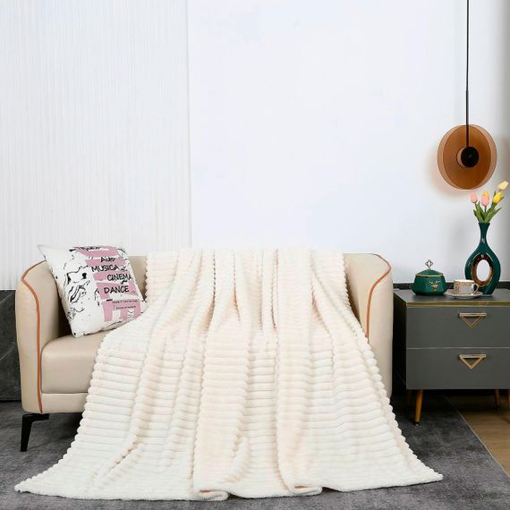 Плед флісовий в смужку(3 см) айворі Love You 200 x 220 см | Зображення 6