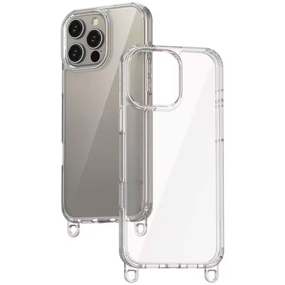 Чохол TPU Transparent with Straps для Apple iPhone 14 Pro Max (6.7") Orange / White | Зображення 4