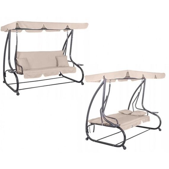 Качеля садовая Bonro Garden BW-002 бежевая 3-х местная раскладная 42400949 | Зображення 4