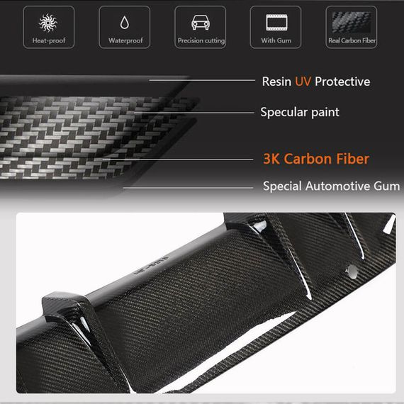 Дифузор заднього бампера (для SD Base 2015-2019, Карбон) для Mercedes C-сlass W205 рр | Зображення 4