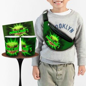 Набір: дитяча сумка-бананка+кружка Майнкрафт «Minecraft» 32х15см, бананка для хлопчика через плече на подарунок (00918)