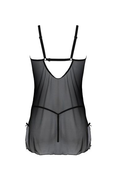 Пеньюар Passion DROSERA CHEMISE black, XXL/XXXL, мереживний ліф зі стрепами, трусики в комплекті sexstyle | Зображення 3