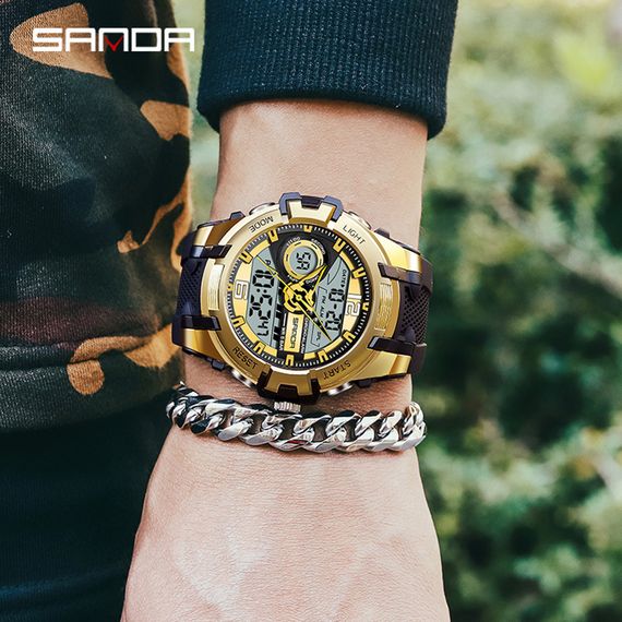 Чоловічий годинник Sanda 6015 Black-Gold | Зображення 2